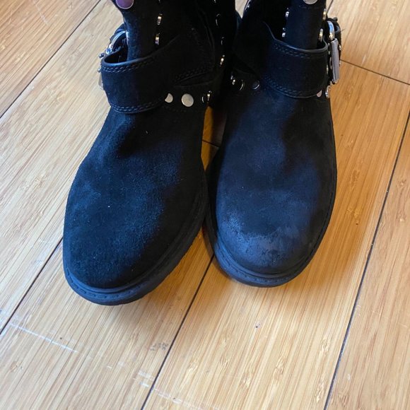 SAM EDELMAN STUDDED BLACK SUEDE LEATHER TALL BOOTS - Picture 5 of 7